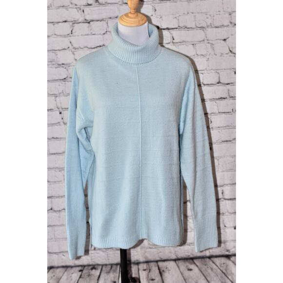 CASLON Mock Neck Pullover Long Sleeve Turtleneck Sweater Size M Baby Blue - Picture 2 of 7